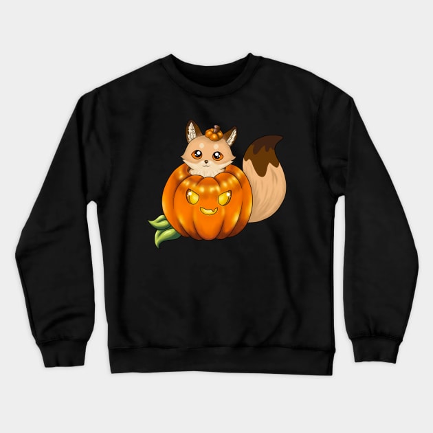 Sunny the Fox in a Cute Jack o’ Lantern Crewneck Sweatshirt by Lady Lilac